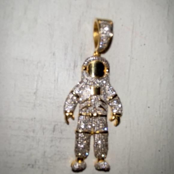 14k Real Gold Natural Diamond Pendant - Picture 1 of 3